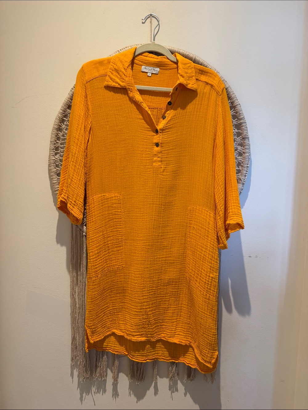 Michael Stars Women's Orange Button-Down Gauze Tunic - Small